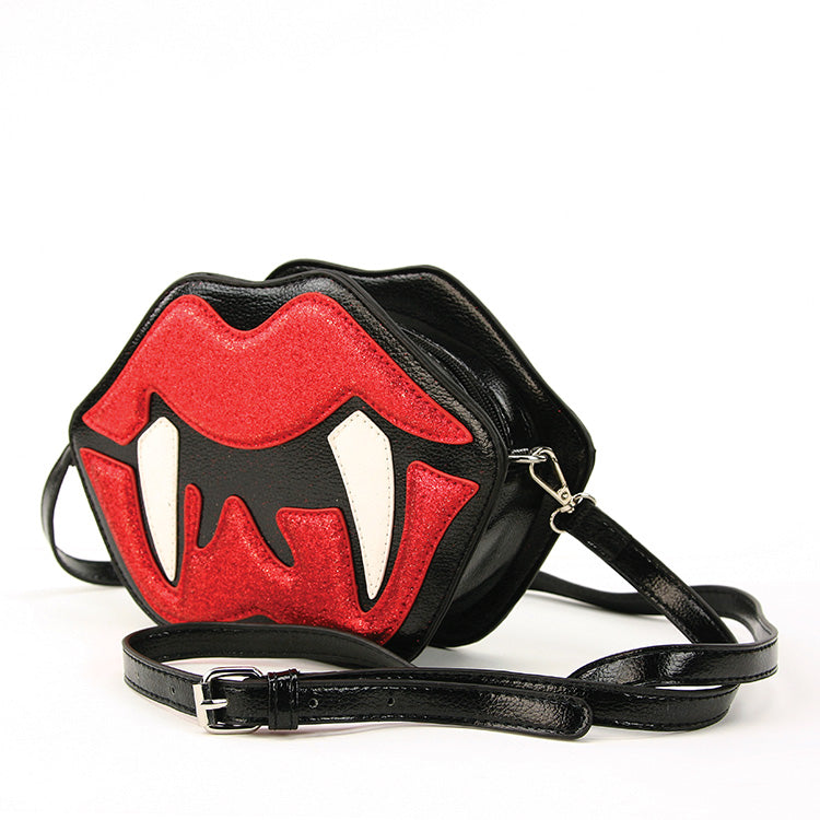 Glittery Vampire Lips Crossbody Purse