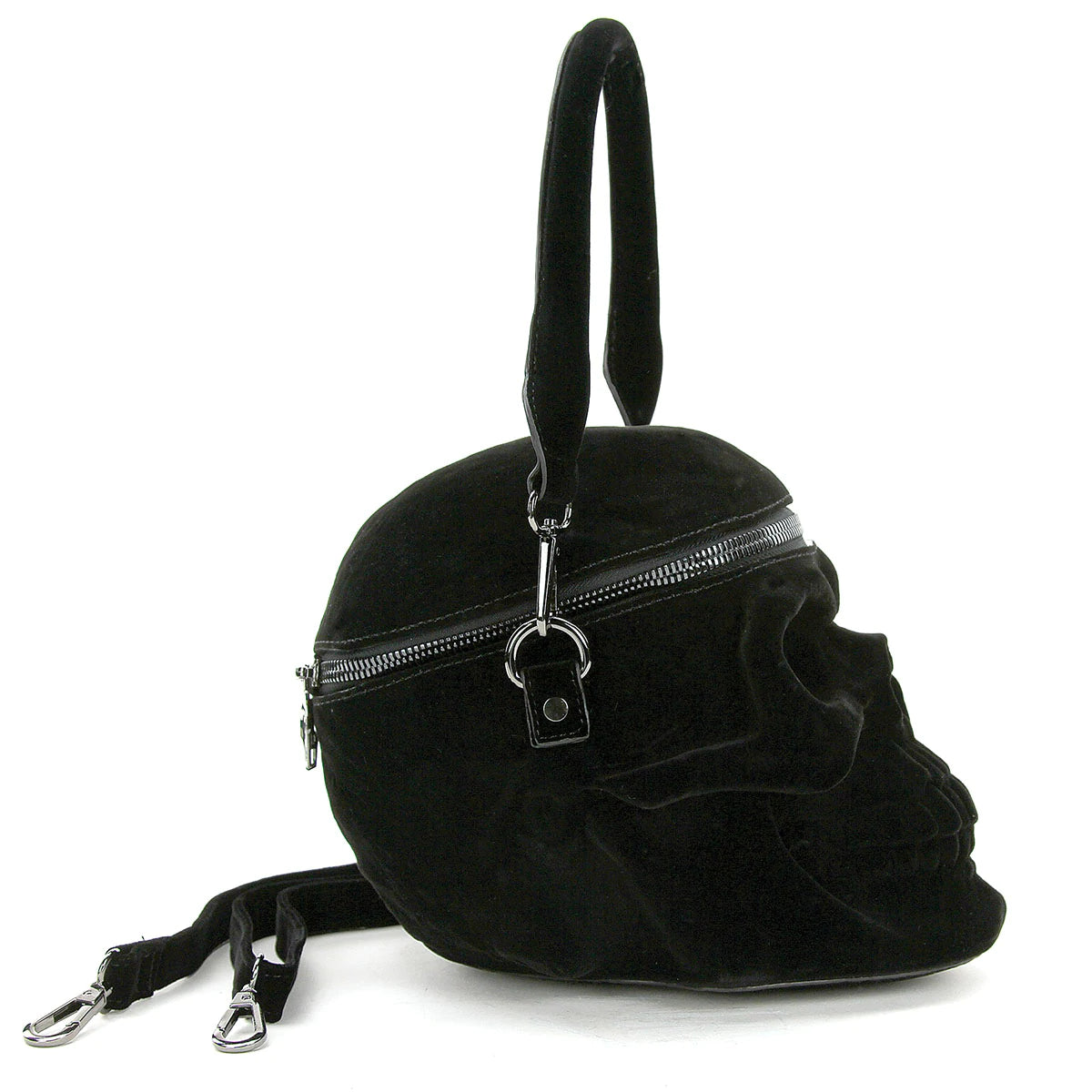 Black Velvet Skull Handbag