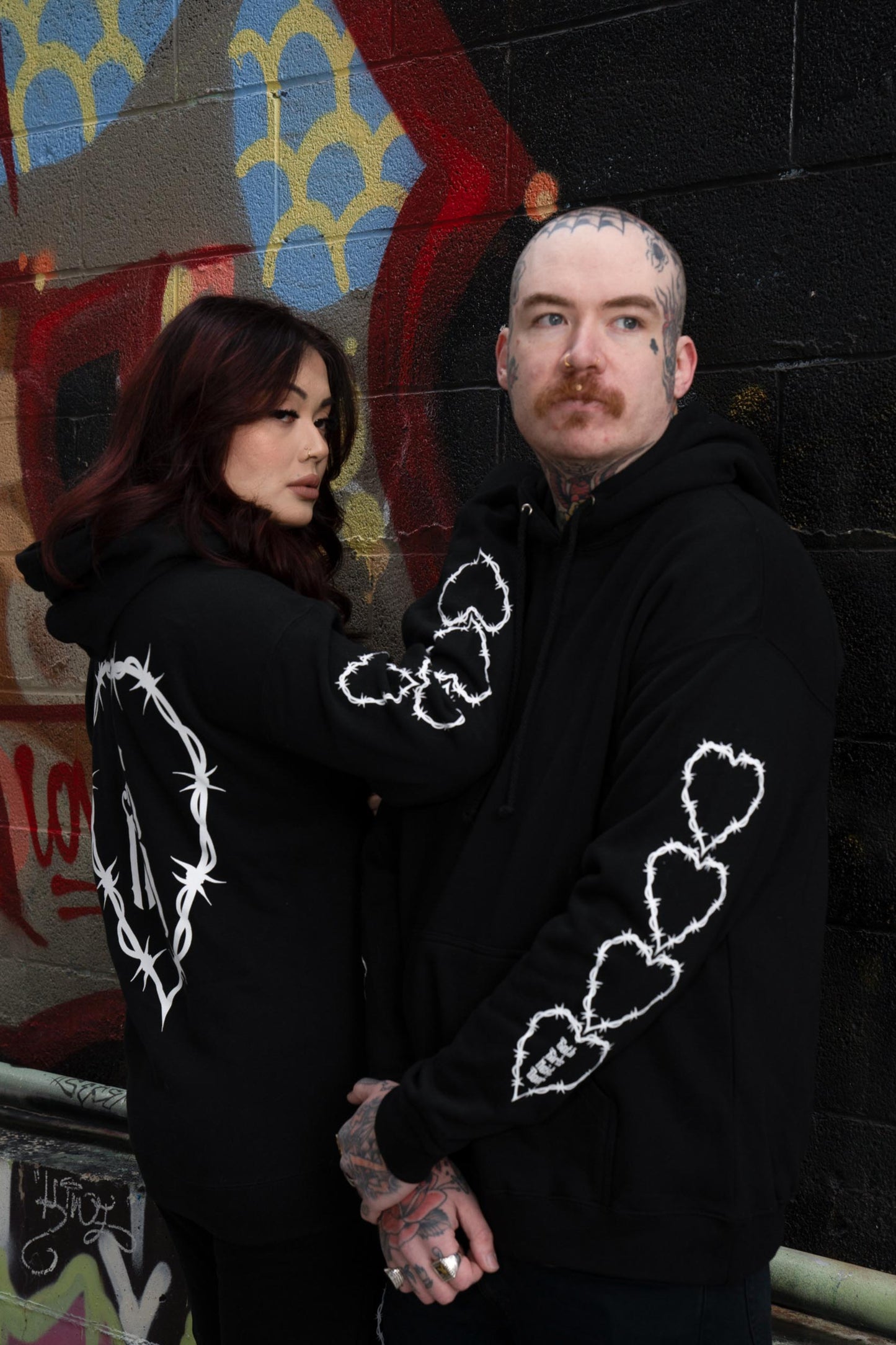 Barbed Wire Hearts Club Heavy Weight Pull Over Hoodie